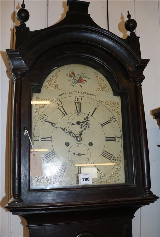 John Batts of Kettering. A George III oak eight day longcase clock, 7ft 10in.
